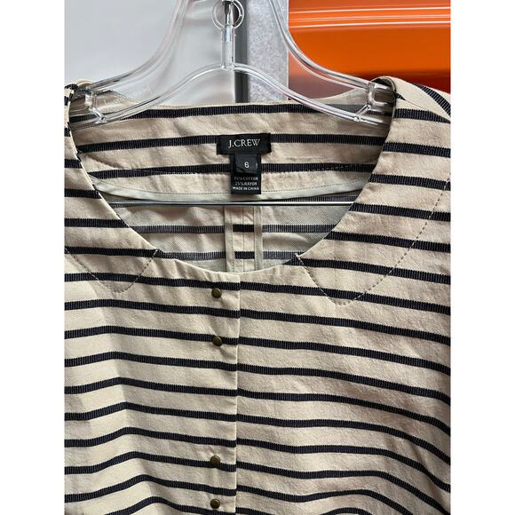 J. Crew -  Light-Weight Striped Belted Jacket. White&Navy/ 6 - Picture 4 of 7